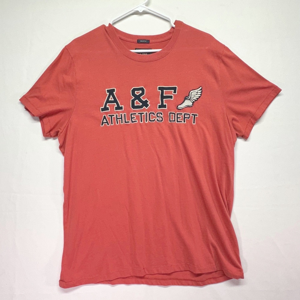 Abercrombie & Fitch Mens XXL Red Muscle Fit Athletics Dept Winged Foot T-Shirt